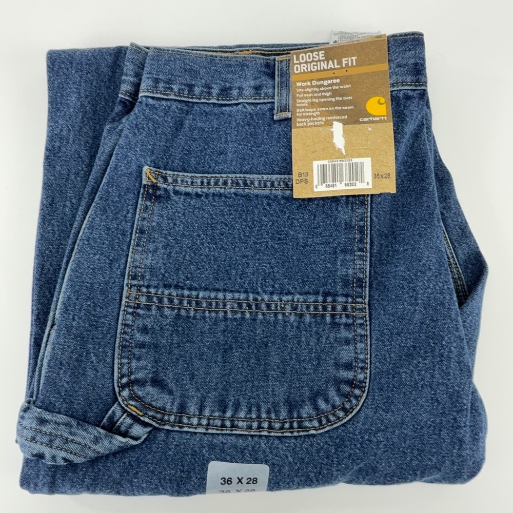 Carhartt Loose Original Fit Work Dungaree Blue Jeans Mens 36x28 B13 DPS NWT NOS